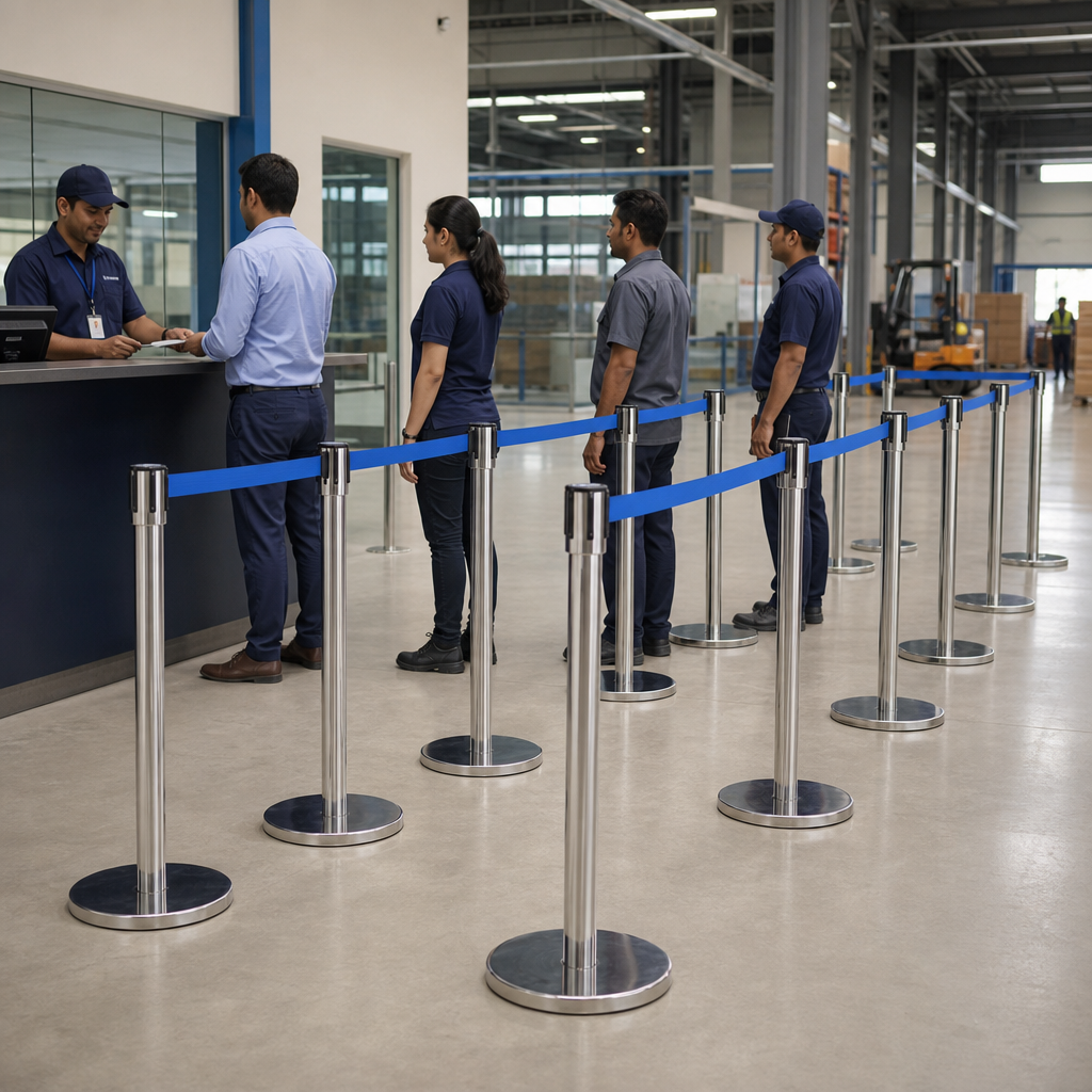 Belt Stanchion Set with 3m Blue Belt for Event Management (Pack of 10)