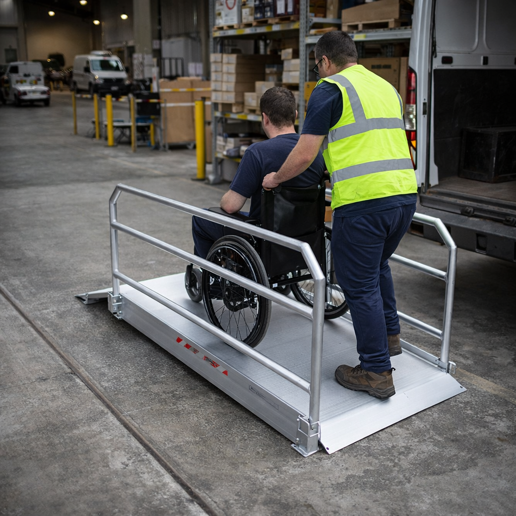 Vehicle Accessible Ramps – 1390mm x 1250mm – Handrails – Commercial Use