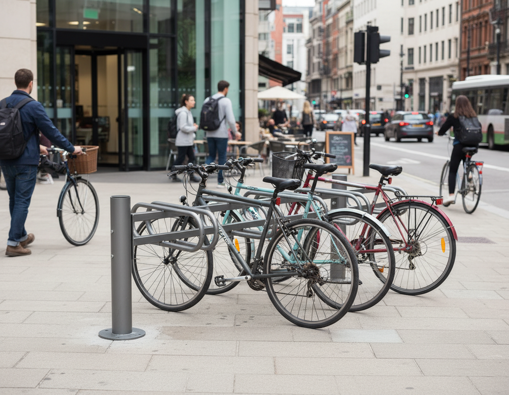 Diagonal Bike Racks Premium Double-Sided Bicycle Rack - Galvani... | Barriers Co