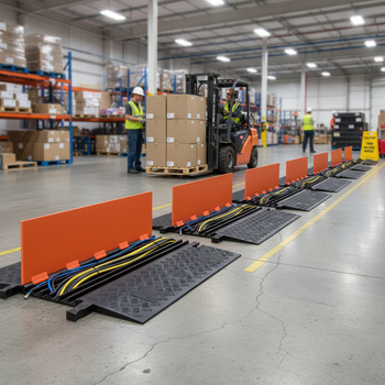 Premium Low Profile 5 Channel Cable Protector for High Traffic Areas with Wheelchair Access Option