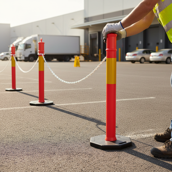 Professional T-Top Bollard with Heavy Duty Rubber Base for Traffic Control - 1150mm High, Durable Polyethene Construction