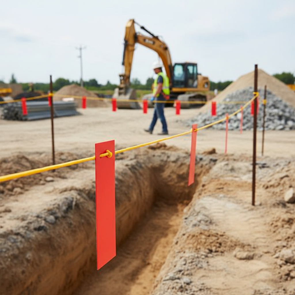 High-Performance Red and White Caution Markers on Durable Rope for Warehouse Delineation and Temporary Fencing - 23m Length