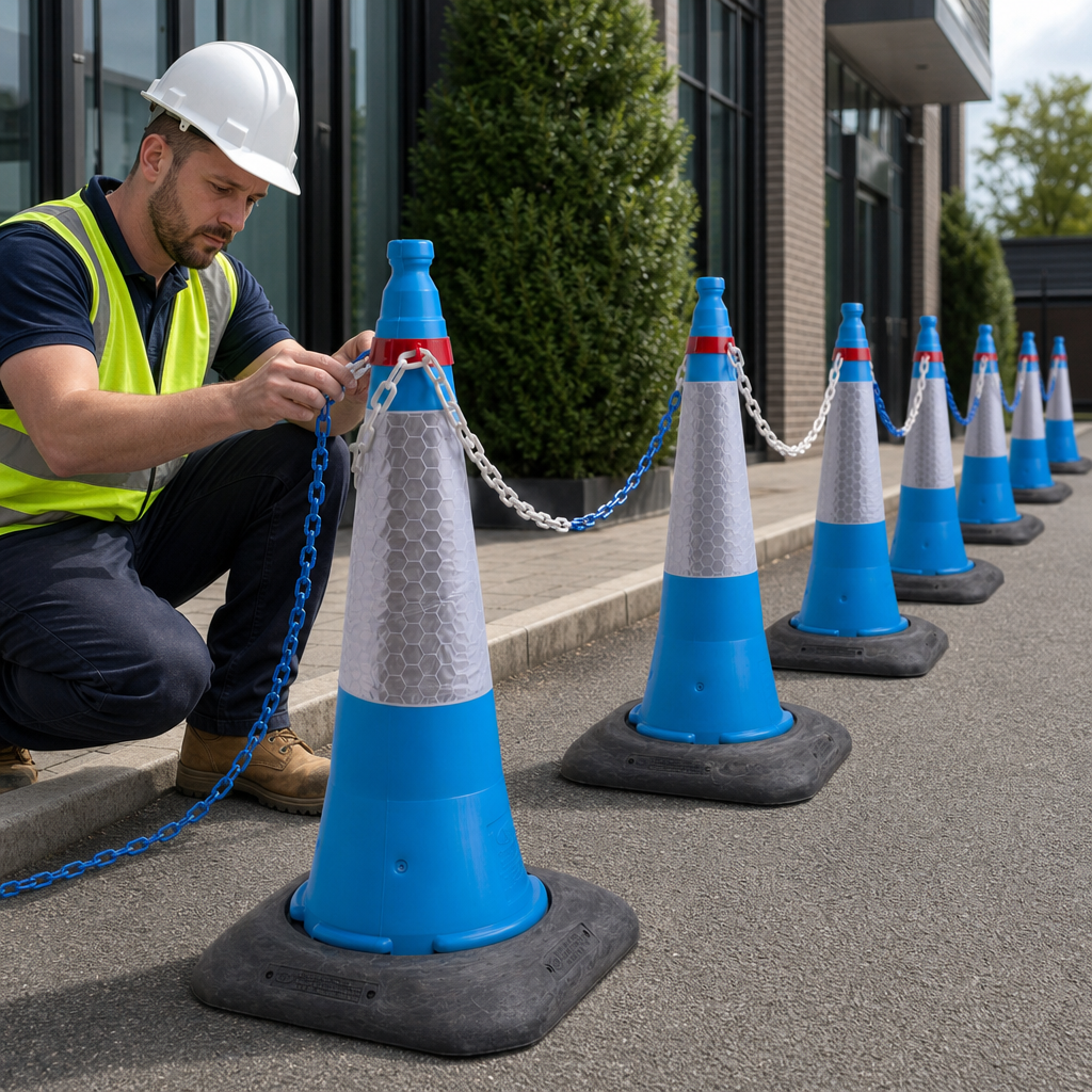 Cone & Chain Barrier Kit 25m for Outdoor Use (Pack of 10)