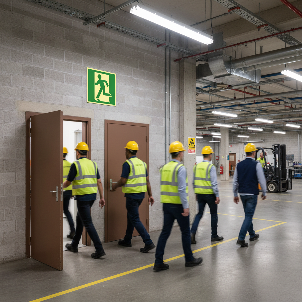 Premium Emergency Exit Sign - Left Direction with Glow-in-the-Dark Coating, Aluminum Construction, Available in Two Sizes