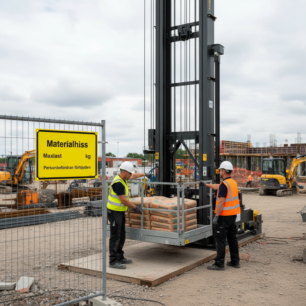 Professional Warning Sign for Material Hoist - Durable PVC, Magnetic, and Aluminum Options with High Visibility and Easy Installation