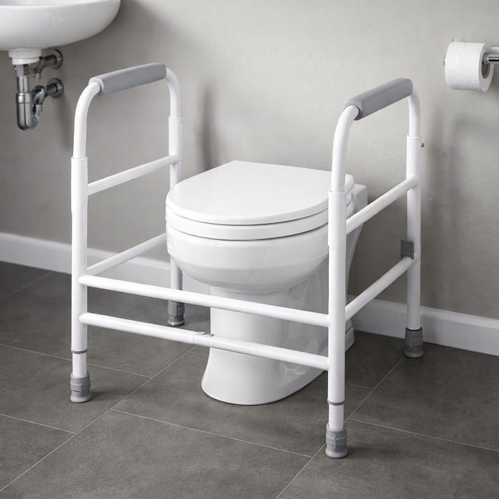 Adjustable Toilet Frame – White – 190kg Capacity – Home & Care Use