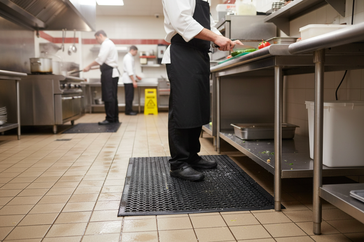 Premium Heavy Duty Anti-Slip Rubber Mat with Open Design for Drainage and Bevelled Edges, Suitable for Indoor and Outdoor Use