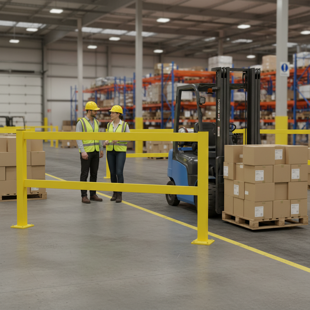 Professional Heavy Duty Barrier Guard Rail Straight Kit with Modular Design for Warehouse... - side view | Barriers Co