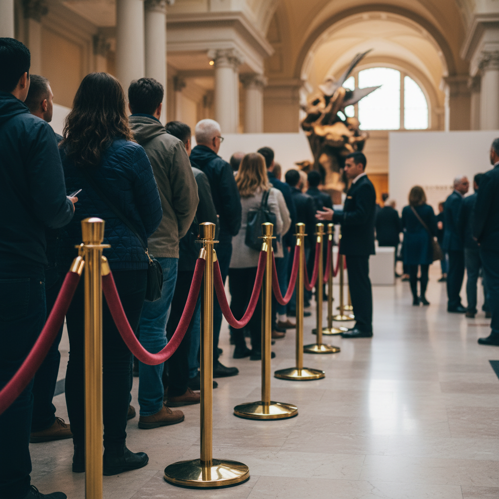 Premium Heavy Duty Post and Rope Barrier with Satin Silver Finish - Durable and Stable for Queue Management and Event Use
