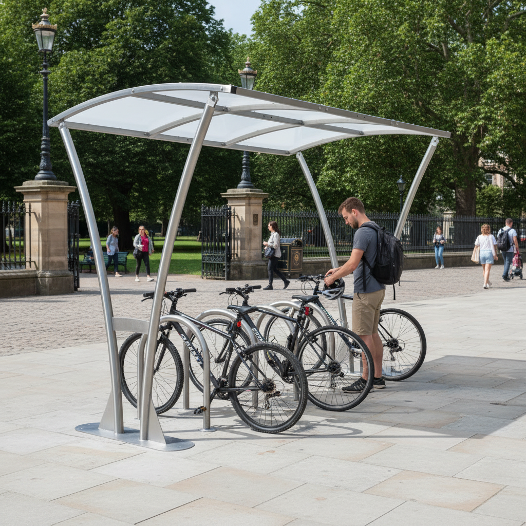 Premium Multi-Use Outdoor Shelter with Curved Roof Design - Durable Galvanised Steel Frame and... - side view | Barriers Co