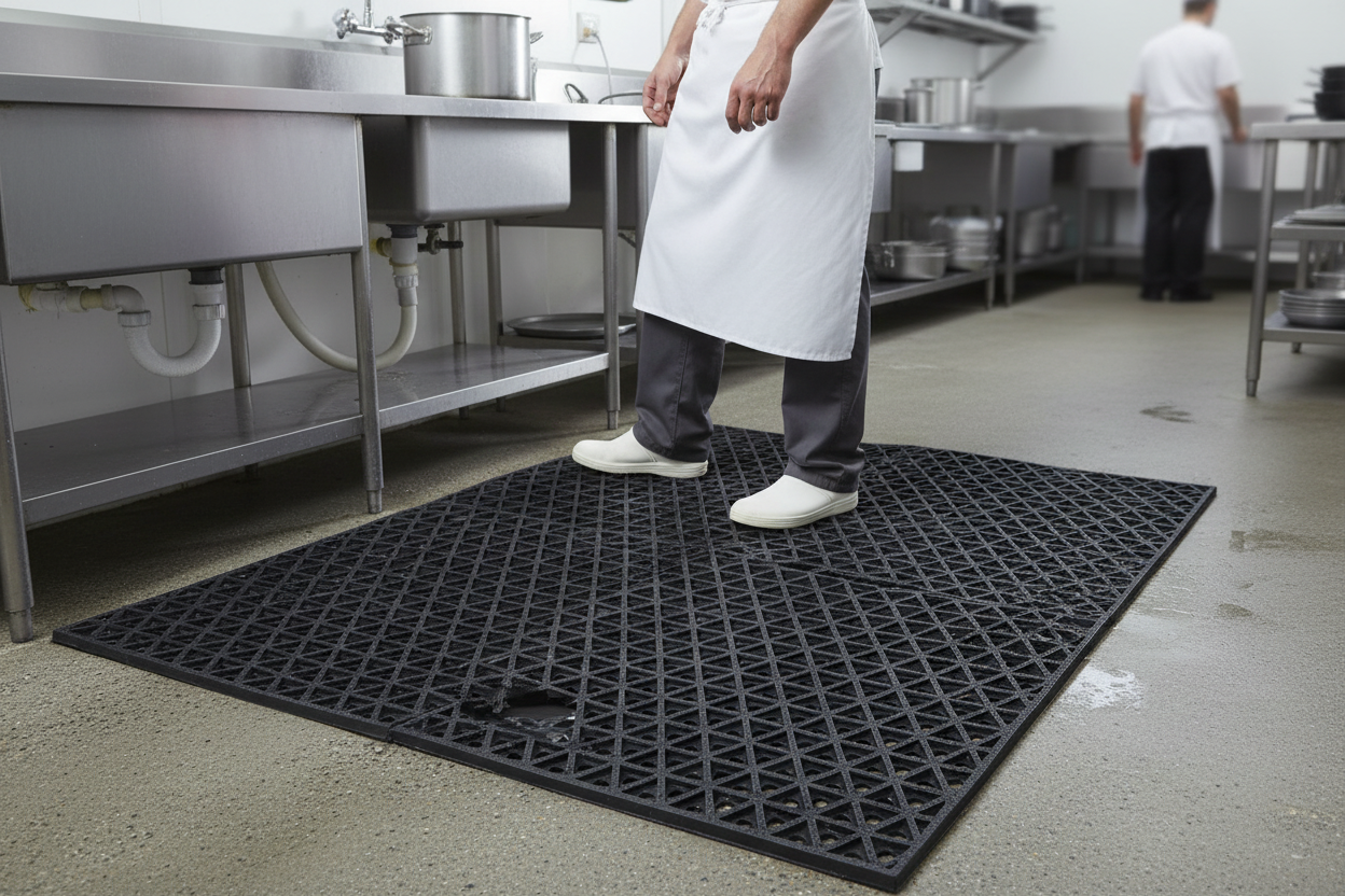 Premium Anti-Slip Rubber Mat with Open Structure for Effective Drainage, Ideal for Wet and Dry Environments