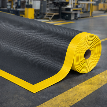 Anti-Fatigue Vinyl Mat – Black & Yellow – 9.4mm Thick – Light Duty