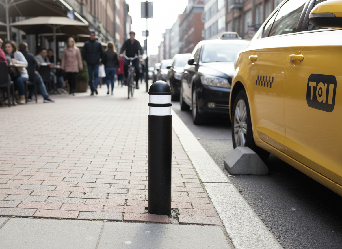 Premium Rubber Bollard for Traffic Safety - Flexible, Eco-Friendly Design with Reflective Bands and Solid Construction