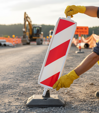Premium Traffic Panel for Road Safety with Reflective Surface and High Stability, Compatible with Standard Base Plates