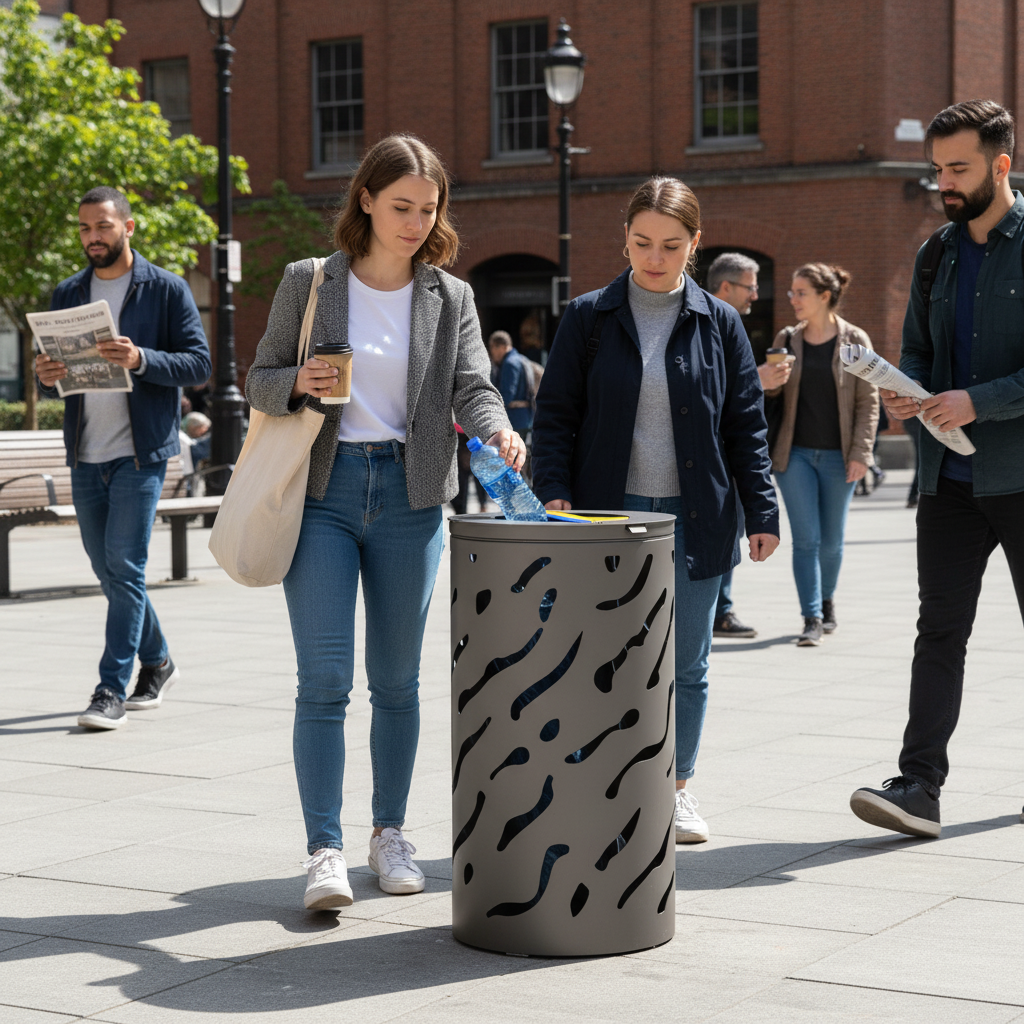 Premium Dual-Compartment Circular Recycling Bin 2 x 60L for Efficient Waste Management - side view | Barriers Co