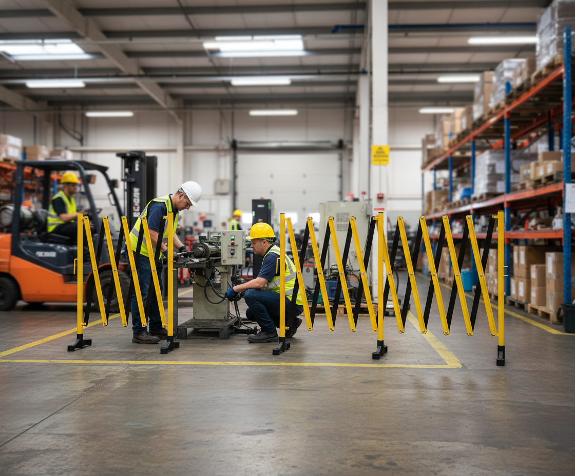 Premium Expanding Barrier Solution 5m with Base - High Visibility and Space-Saving Design for Temporary Use