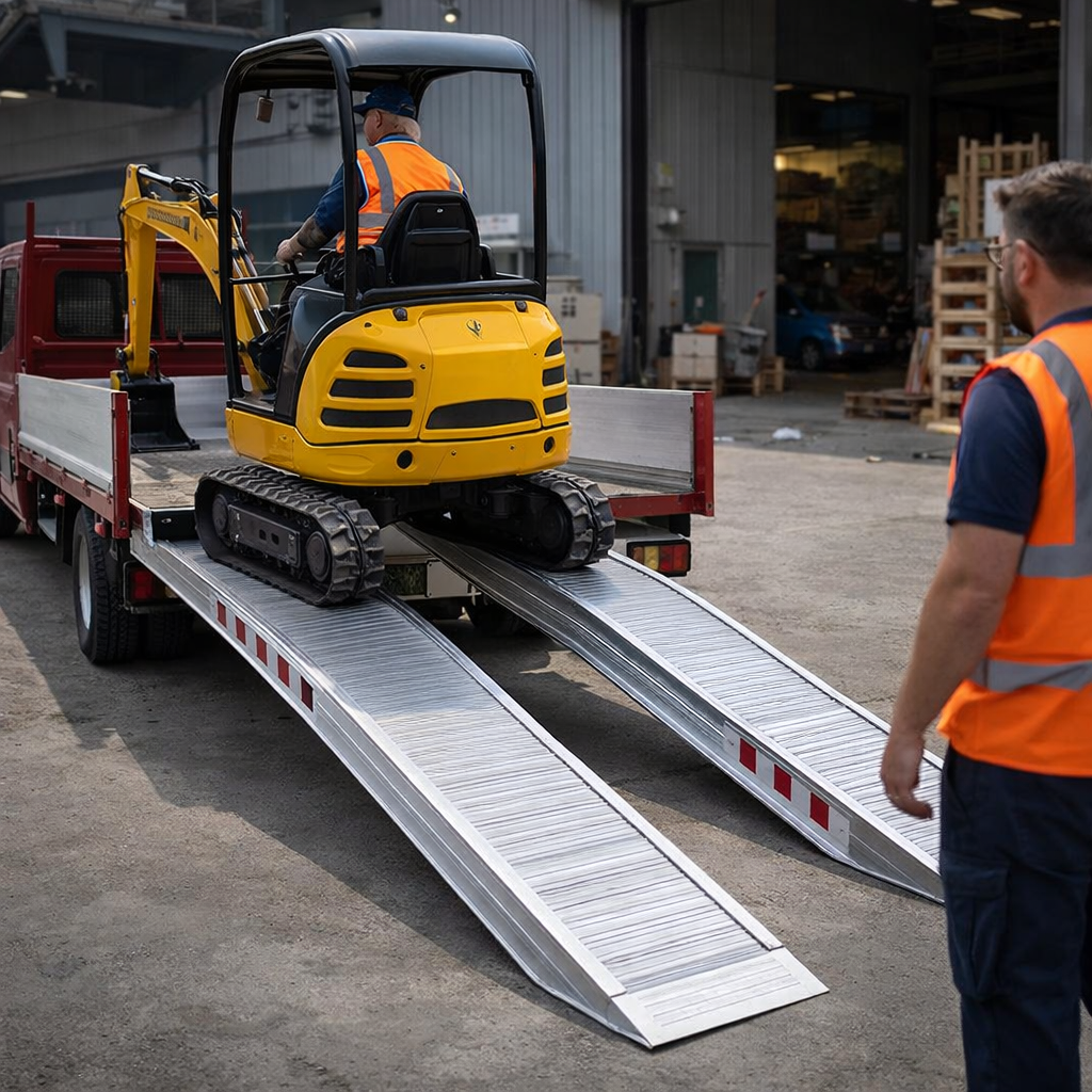 Aluminium Loading Ramps – 4500x400mm – 1800kg Capacity – Plant & Mini Digger
