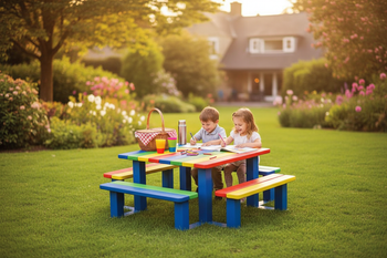 Premium Junior Picnic Bench Set 1.5m with Vibrant Colors for Children's Activities