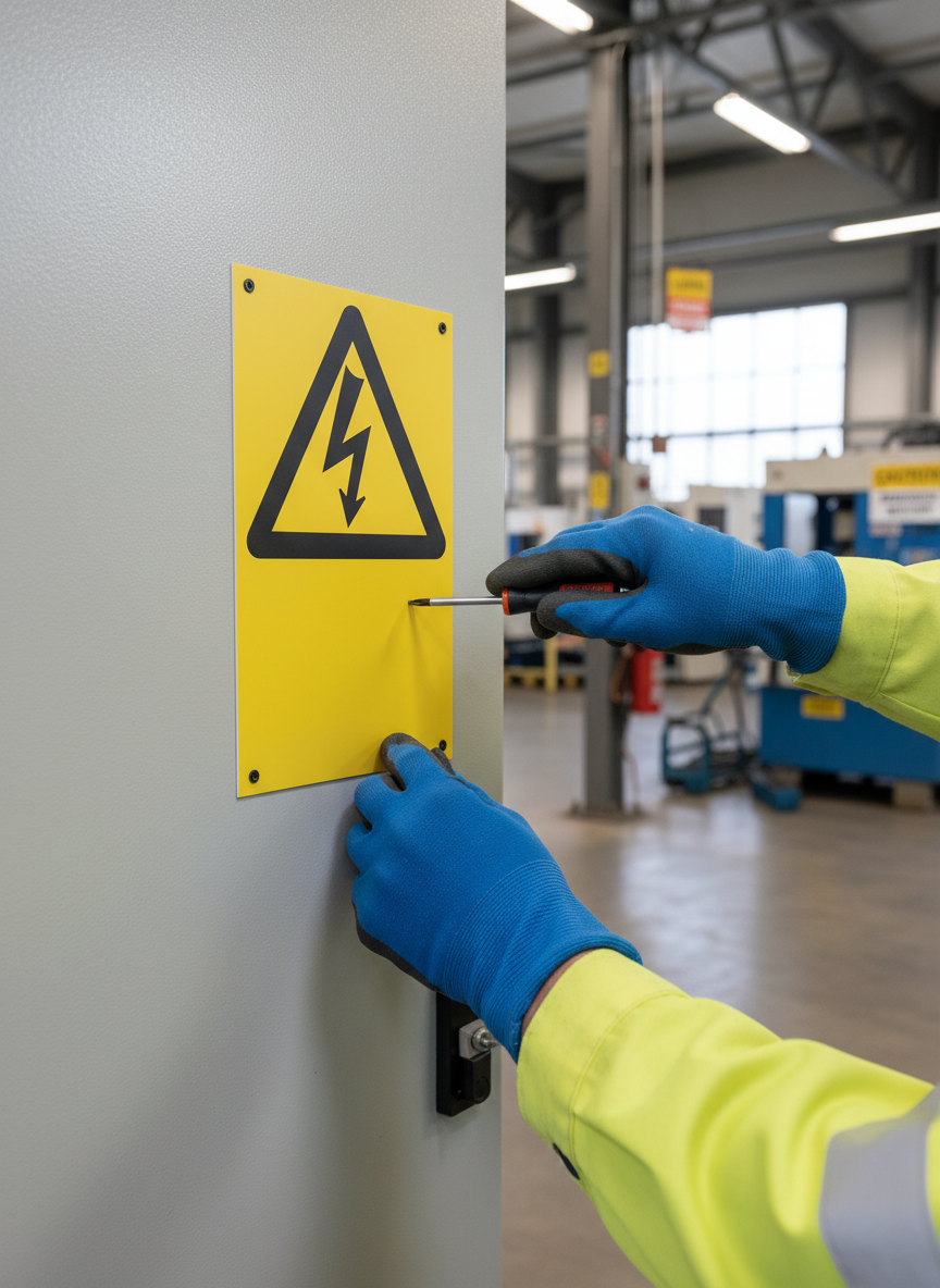 Premium Warning Sign - High-Visibility Materials for Industrial Safety and Professional Use