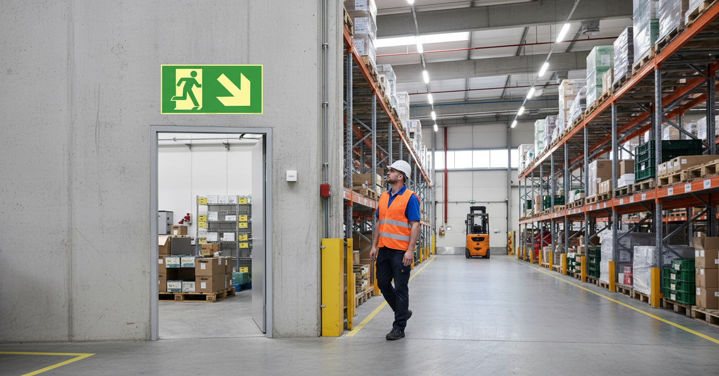 Premium Directional Sign - Emergency Exit Right with Glow-in-the-Dark Coating and Multiple Size Options