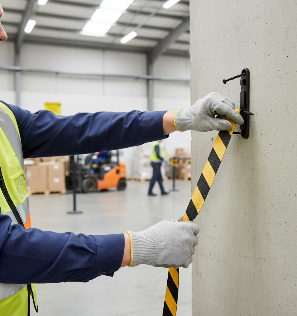 Professional Wall Receiver Clip Type 2 for Belt Stanchions - Secure Attachment with Included Mounting Materials