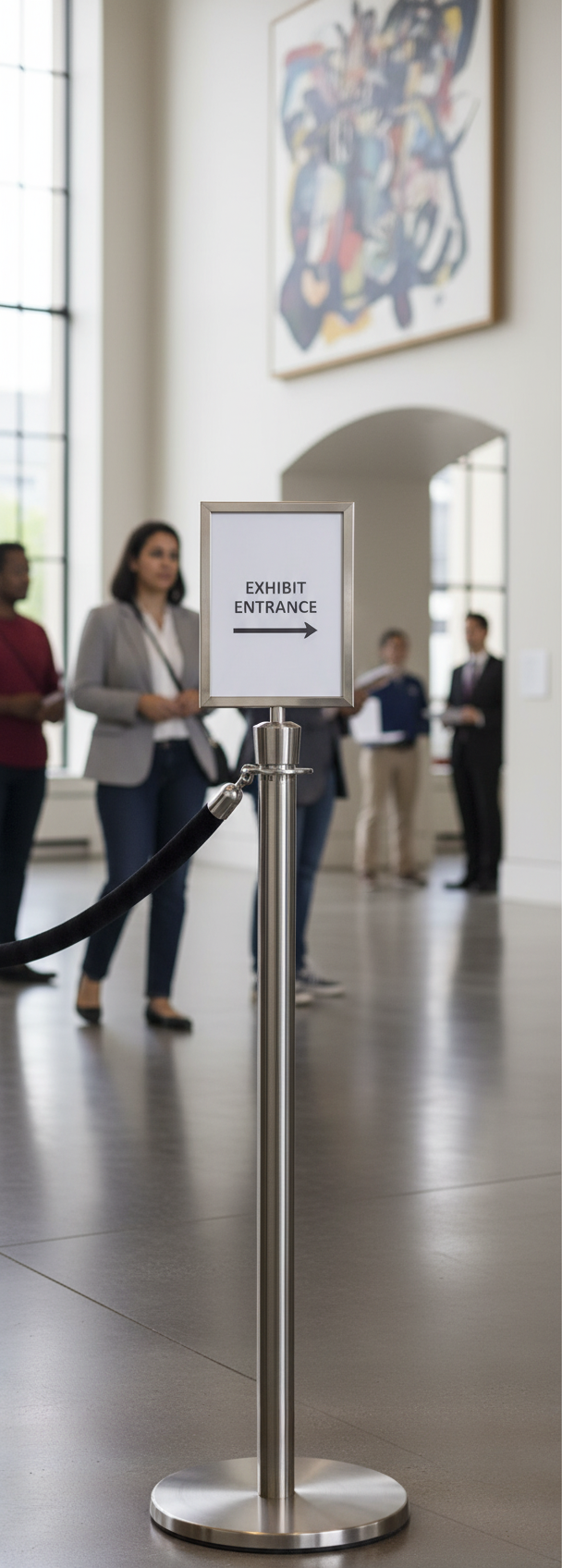 Premium Heavy Duty Post & Rope Barrier with A4 Sign Frame - Satin Silver Finish for Outdoor Use