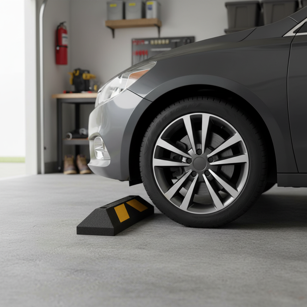 Premium 550mm Rubber Wheel Block for Home Parking - Durable and Easy to Install - High-Quality... - side view | Barriers Co