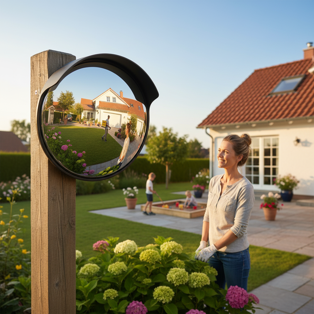 Premium Outdoor Compact Safety Mirror with 180-Degree View - Ideal for T-Junctions and Narrow... - side view | Barriers Co