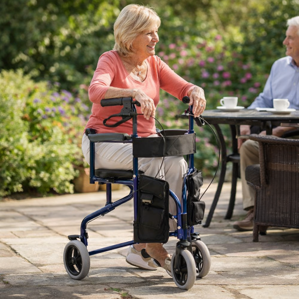 Tri-Walker With Seat – Adjustable Handle – Mobility Aid