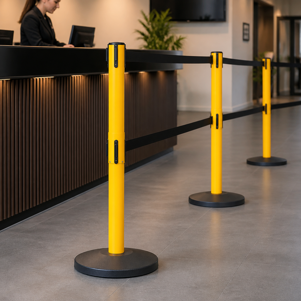 Weatherproof Twin Belt Barrier System 3.4m x 50mm for Commercial Use