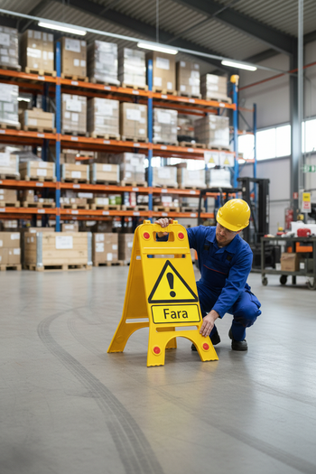Premium Floor Standing Safety Sign - Chemical Spill Warning, Durable and Lightweight with Reflectors for Enhanced Visibility