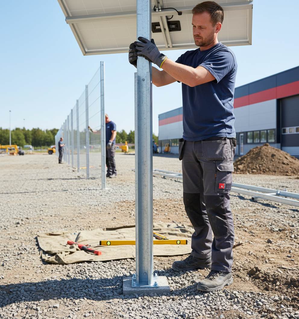 Professional Ground-Mounted Upright for Road Barriers - 1420mm Height with Robust Installation Design for Enhanced Durability
