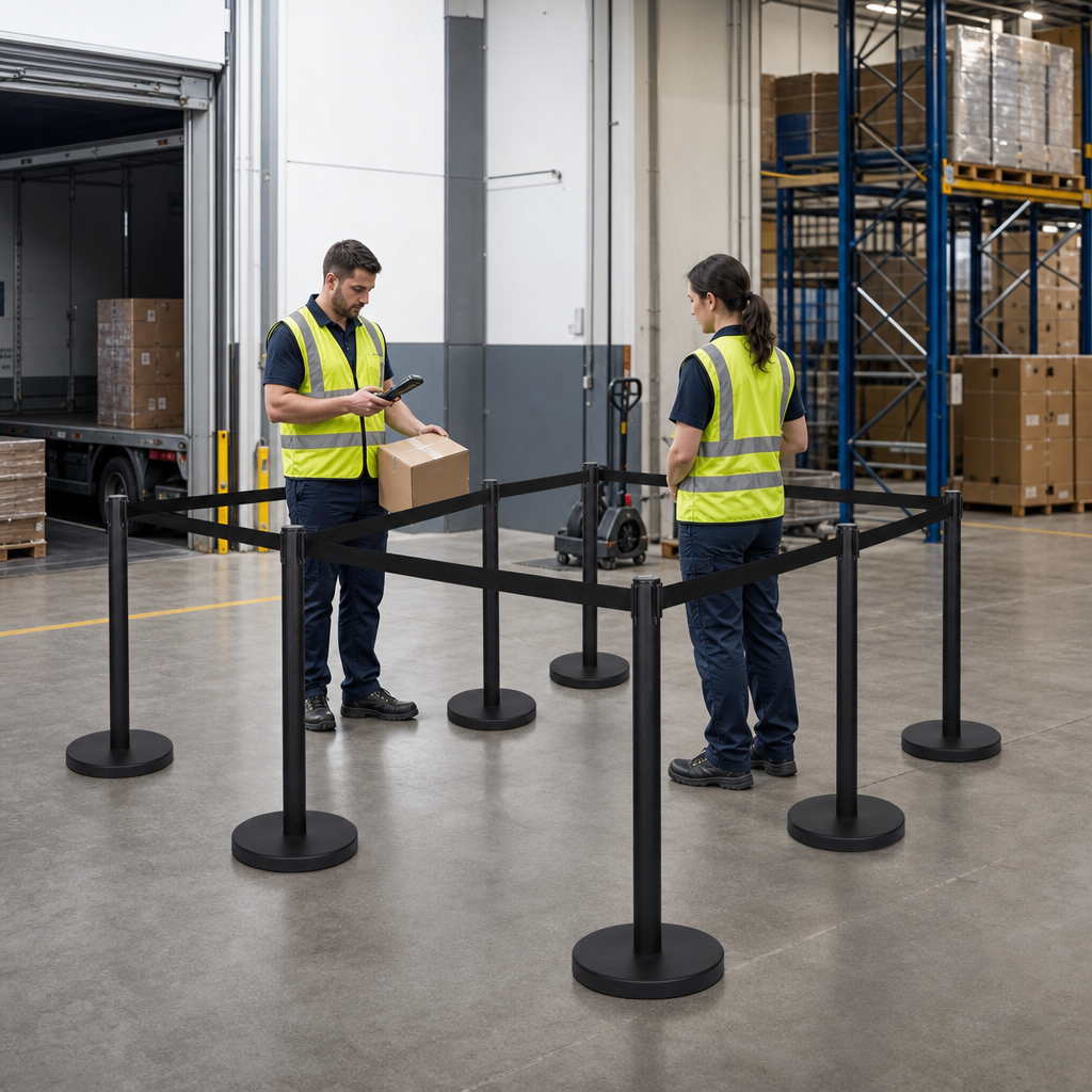 Belt Stanchion Set with 3m Retractable Belt for Event Management (Pack of 8)