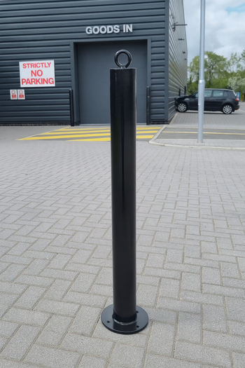 76mm Heavy-Duty Steel Bollard – Black Powder-Coated, Bolt-Down | Impact Protection for Commercial & Public Areas