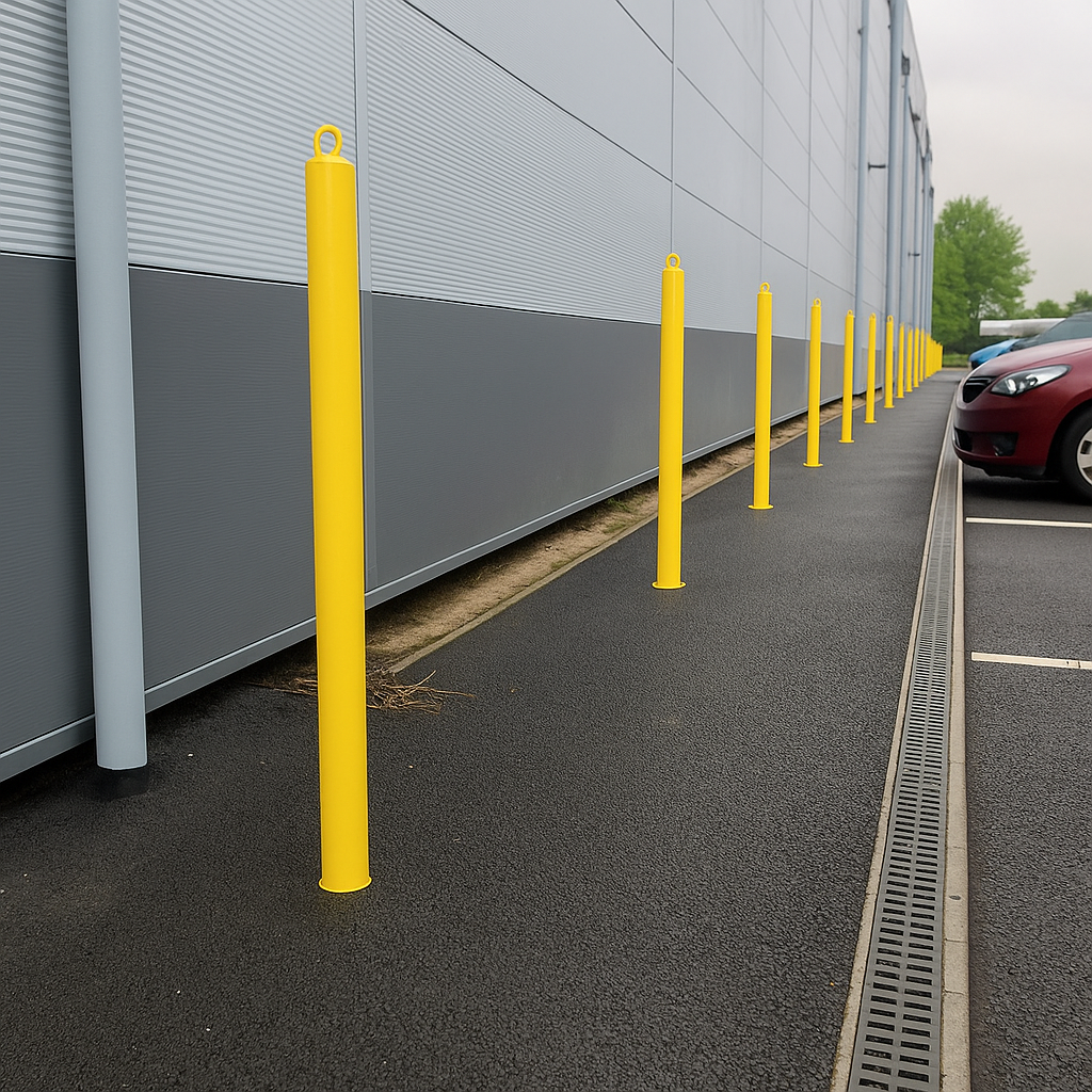 76mm Heavy-Duty Yellow Steel Bollard with Eyelet 1