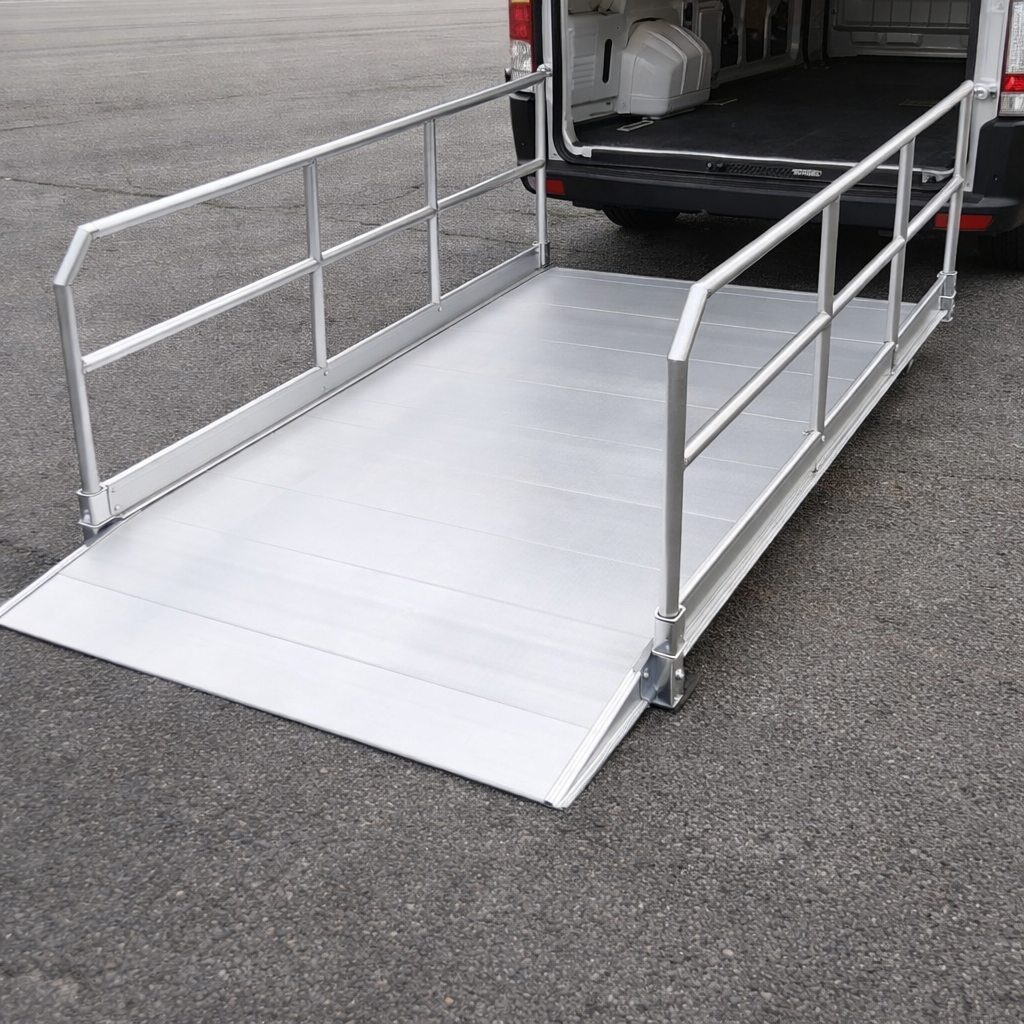 Vehicle Accessible Ramps – 2390mm L, 1000mm W – Handrails – Commercial Use