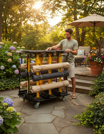 Premium Vertical Storage Cart for Outdoor Posts - Holds 10-12 Posts, Durable Design, Flat Packed for Easy Assembly