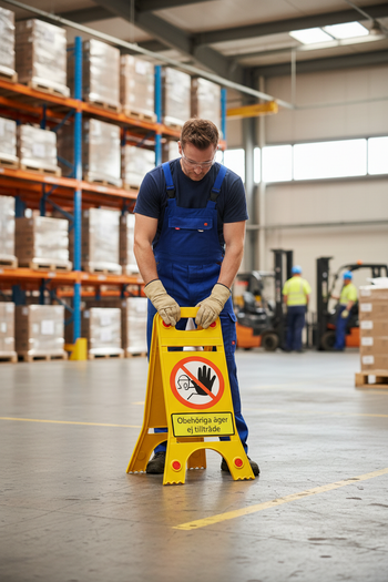 Premium Heavy Duty Floor Sign for Unauthorized Access Prevention - Durable, Reflective, Double-Sided Design with Clear Warnings