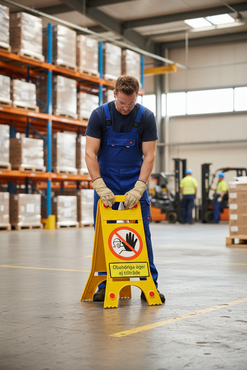 Premium Heavy Duty Floor Sign for Unauthorized Access Prevention - Durable, Reflective, Double-Sided Design with Clear Warnings