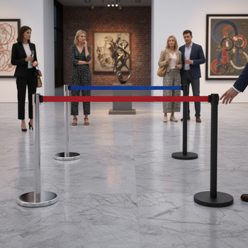 Professional Belt Barrier Stanchion Set with 3m Retractable Belt, Easy Assembly and Durable Design for Crowd Control
