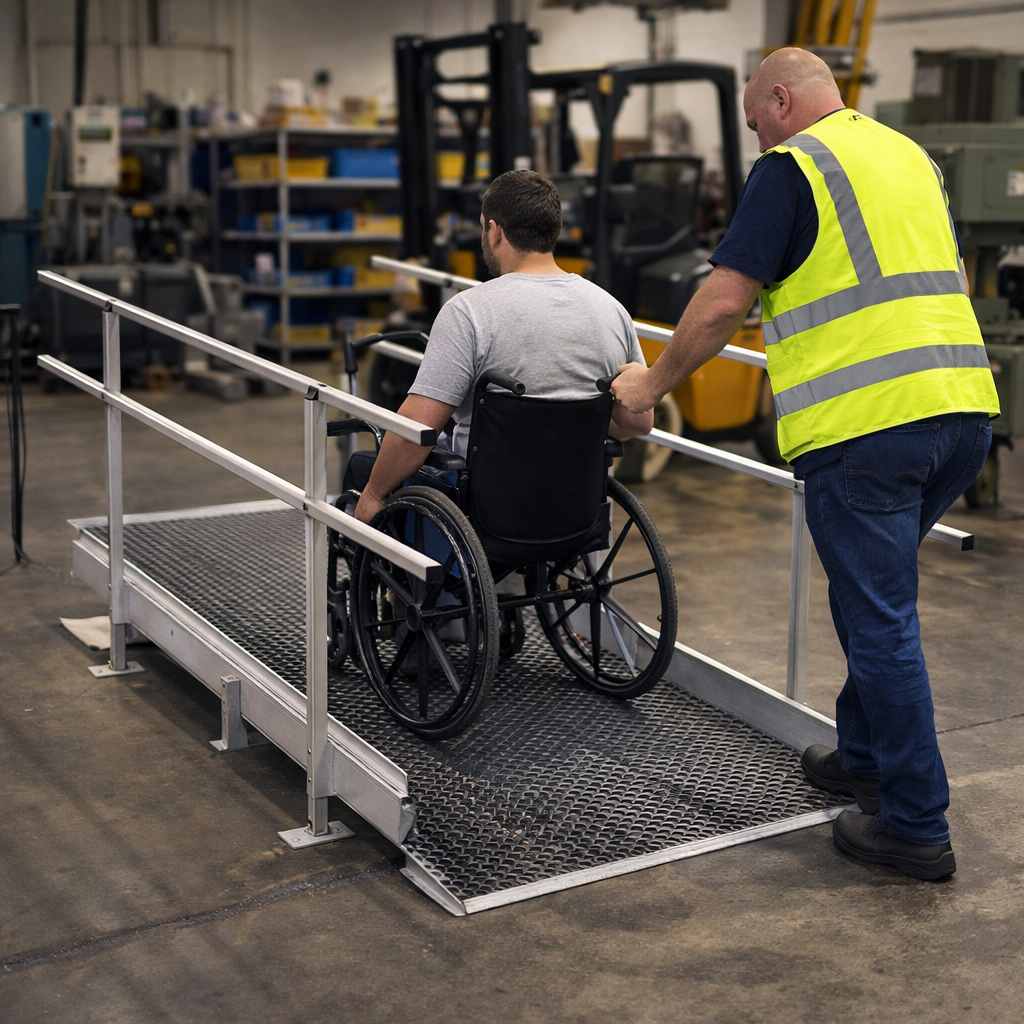 Modular Ramp System – 1500mm x 1900mm – Double Height Handrails – Indoor/Outdoor