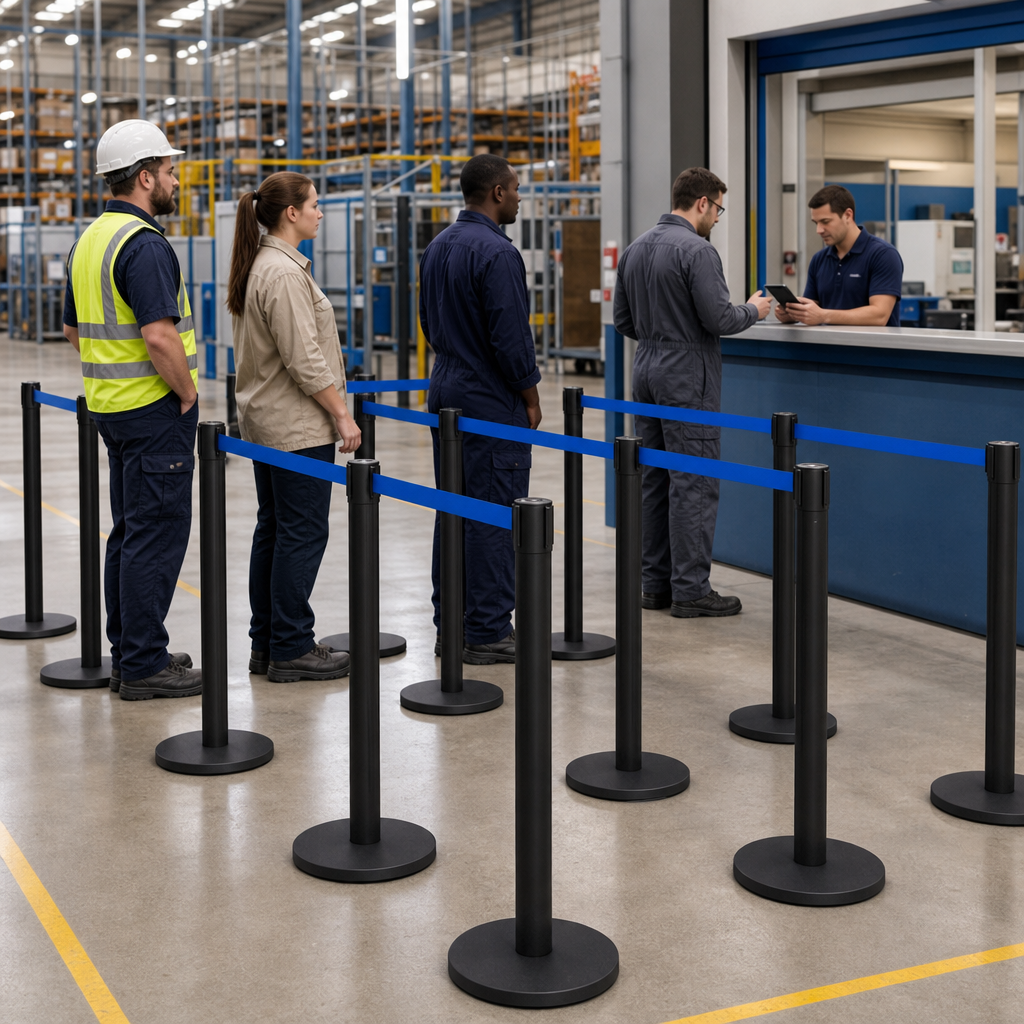 Belt Stanchion with 3m Blue Belt for Event Management (Pack of 10)