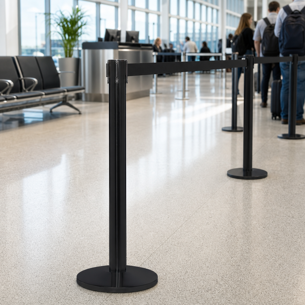 QueuePro Belt Barrier System 4.9m for Airports & Retail