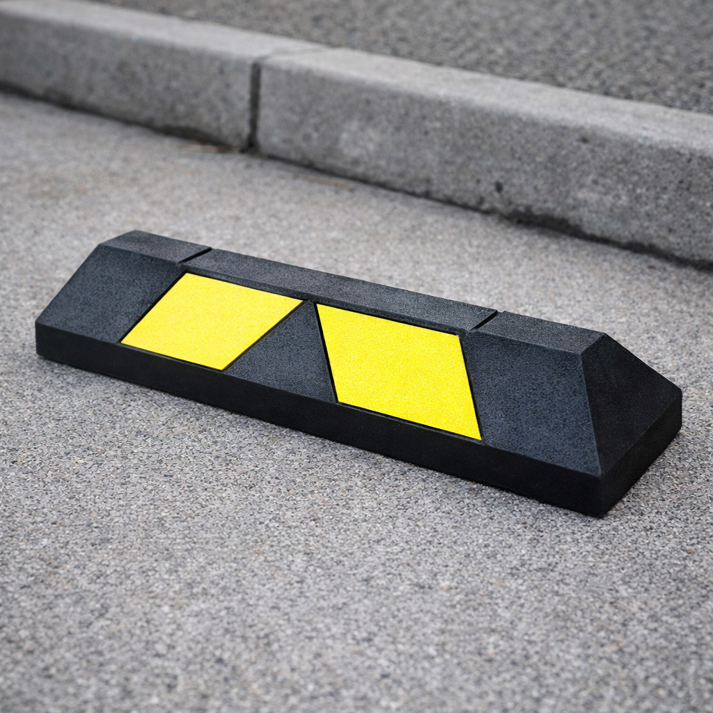 Rubber Wheel Stop – 550mm Black/Yellow – High-Density – Commercial Use