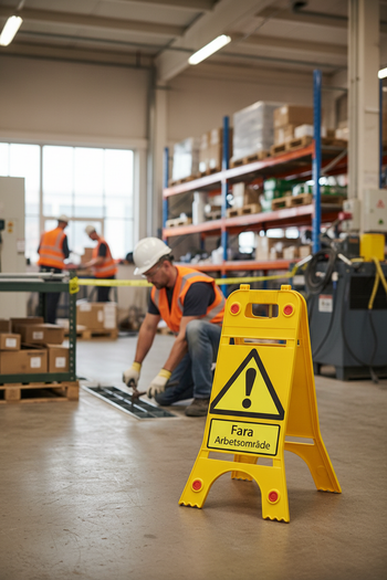Premium Floor Standing Safety Sign for Chemical Spill Warning - Durable and Portable with Double-Sided Message and Reflectors