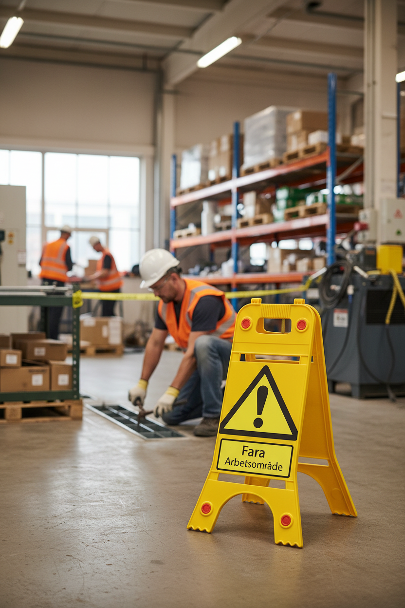 Premium Floor Standing Safety Sign for Chemical Spill Warning - Durable and Portable with Double-Sided Message and Reflectors