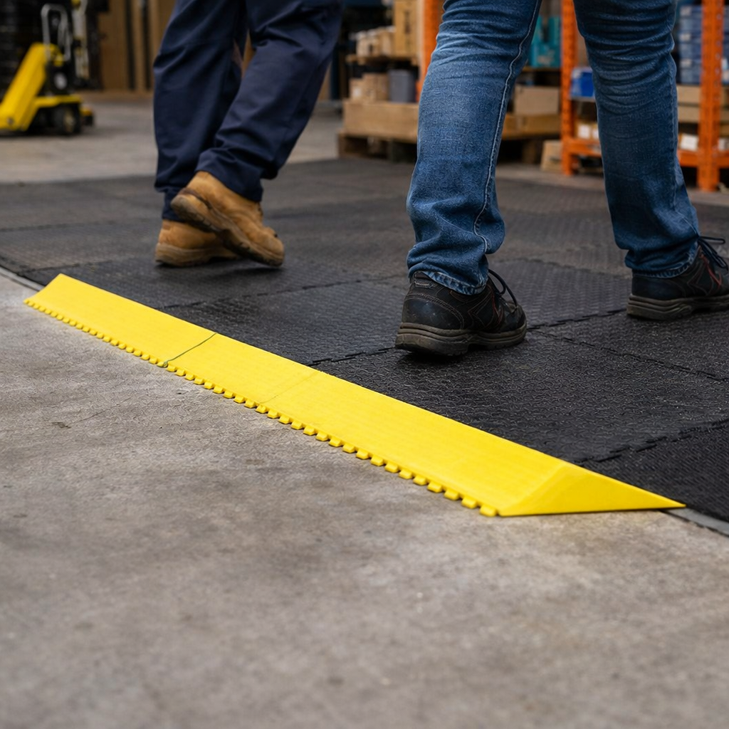 Interlocking Ramp – Yellow – 91cm Nitrile – Modular Mat Access