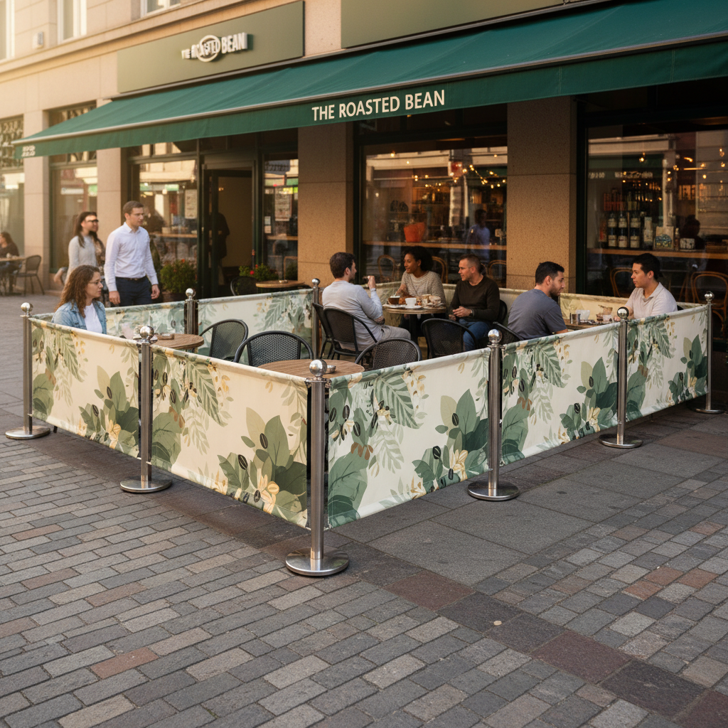 Professional Custom-Printed Café Barrier Package - 15 Meter Setup with Premium Posts and Durable Banners