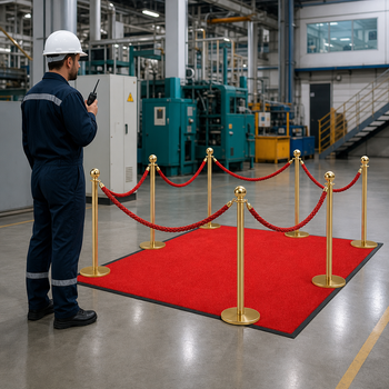 Brass Barrier and Red Rope Kit with Carpet for Events (Pack of 6)