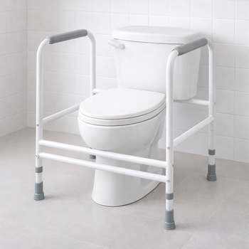 Adjustable Free Standing Toilet Frame – White – 190kg Capacity – Home & Care Use